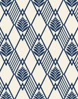 Floral Fantasia Ivory diamond lattice wallpaper in ivory and navy