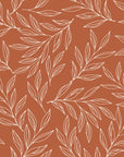 Forest Leaf Terracotta botanical leaf wallpaper in terracotta and cream