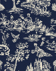 Garden Folly Midnight pastoral toile wallpaper in midnight and cream