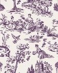 Garden Folly Plum pastoral toile wallpaper in plum and ivory