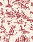 Garden Folly Rouge pastoral toile wallpaper in rouge and cream