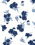 Hidden Garden Navy floral wallpaper in navy and slate