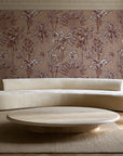 Hush & Palm Terracotta palm trees wallpaper in an elegant living room