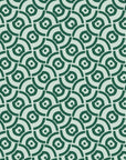 Indigo Labyrinth Emerald geometric wallpaper in emerald and mist