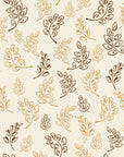 Ink & Sprig Bronze botanical sprig wallpaper in bronze and linen