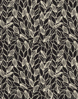 Khaki Leaf Charcoal botanical leaf wallpaper in charcoal and ivory