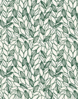 Khaki Leaf Evergreen botanical leaf wallpaper in evergreen and ivory