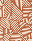 Kinetic Etch Terracotta hand-drawn lines wallpaper in terracotta and sand