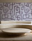 Linear Circuit Plum minimalist line wallpaper in an elegant living room