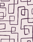 Linear Circuit Plum minimalist line wallpaper in plum and blush