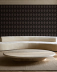 Linen Diamonds Espresso argyle wallpaper in an elegant living room