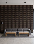 Linen Diamonds Espresso argyle wallpaper in a contemporary commercial office lobby