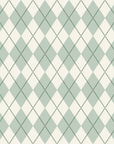 Linen Diamonds Sage argyle wallpaper in sage and cream