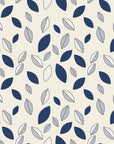 Linen & Leaf Indigo leaf wallpaper in indigo and ivory