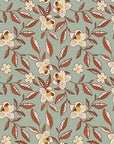 Magnolia Morning Terracotta magnolia bloom wallpaper in terracotta and sand