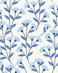 Meadow Light Cornflower meadow flower wallpaper in cornflower and ivory