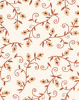 Meadow Wander Terracotta floral vine wallpaper in terracotta and cream