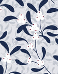 Mistletoe Trail Navy mistletoe wallpaper in navy and mist