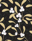 Mistletoe Trail Noir mistletoe wallpaper in black and gold