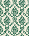 Misty Fern Romance Emerald damask wallpaper in emerald and champagne