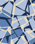 Muted Block Indigo geometric wallpaper in indigo and stone