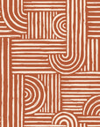 Nomad Stripe Terracotta geometric wallpaper in terracotta and cream