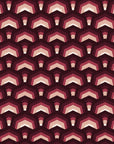 Ocean Fortress Oxblood art deco scale wallpaper in oxblood and blush
