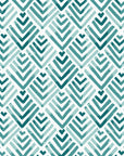 Olive Fret Teal geometric fret wallpaper in teal and aqua