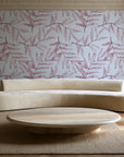 Pale Foliage Rose willow leaf wallpaper in an elegant living room
