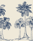 Palm Shade Navy palm grove wallpaper in navy and cream