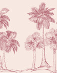 Palm Shade Rose palm grove wallpaper in rose and blush