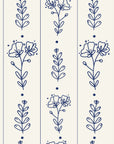 Petal & Thread Indigo botanical stem wallpaper in indigo and ivory