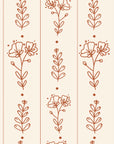 Petal & Thread Terracotta botanical stem wallpaper in terracotta and cream