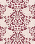 Petal Symphony Rosewood baroque damask wallpaper in rosewood and blush
