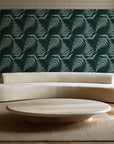 Pewter Fern Pine fern wallpaper in an elegant living room