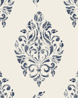 Porcelain Bouquet Inkwell damask wallpaper in ivory and ink