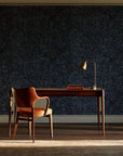 Quiet Camo Charcoal abstract wallpaper as a feature wall in a home study