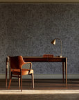 Quiet Camo Greige abstract wallpaper as a feature wall in a home study
