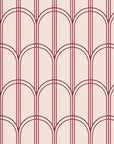 Quiet Grace Oxblood minimalist arch wallpaper in oxblood and blush