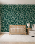 Quiet Reef Emerald sea life wallpaper in a calm, light-filled nursery