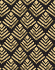 Rising Arrow Noir geometric wallpaper in black and gold