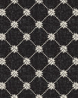 Shadow Garden Onyx lattice floral wallpaper in onyx and bone