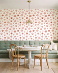 Sketched Seashells Coral seashell wallpaper as a feature wall in a sunlit breakfast nook