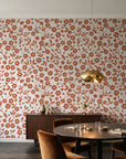 Sky Bloom Terracotta floral wallpaper in an elegant dining room