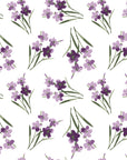 Sky Memory Plum watercolor floral wallpaper in plum and lilac