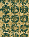 Solar Ritual Emerald floral wallpaper in emerald and gold