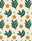 Spice & Frond Emerald leaf frond wallpaper in emerald and brass