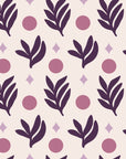 Spice & Frond Plum leaf frond wallpaper in plum and blush