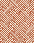 Still Labyrinth Terracotta maze geometric wallpaper in terracotta and sand