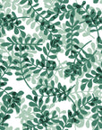 Still Morning Emerald foliage wallpaper in emerald and mist